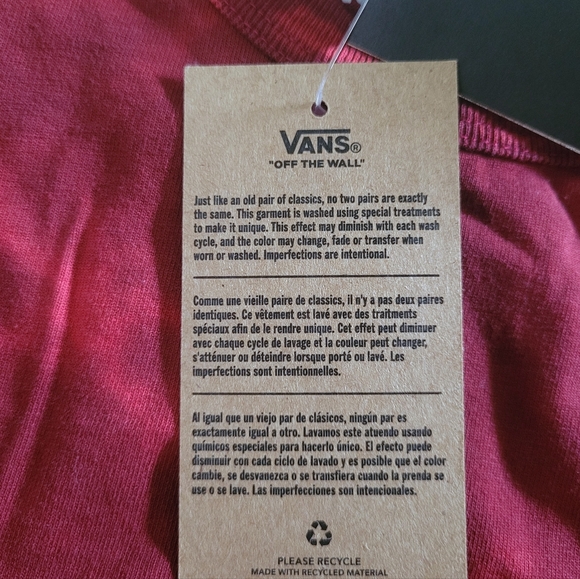 ✨️HP✨️ VANS🚐 Off The Wall Classic Fit Red❤️ Swirl Tie Dye☮️ Tee👕 - NWT - Picture 6 of 12